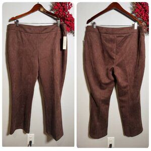 Zac & Rachel Womens Velvety Straight Leg Pants Monochrome XTRA-LARGE Chocolate